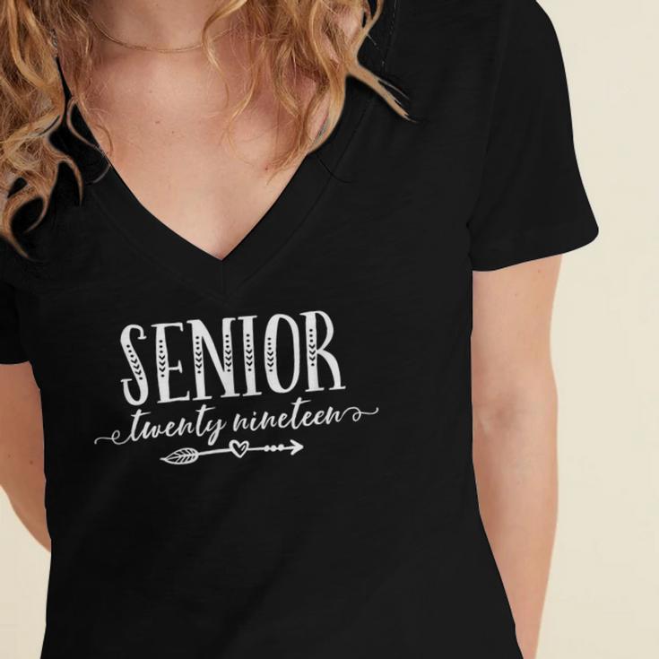 2019 SeniorShirt High School Graduation Tee Women's Jersey Short Sleeve Deep V-Neck Tshirt