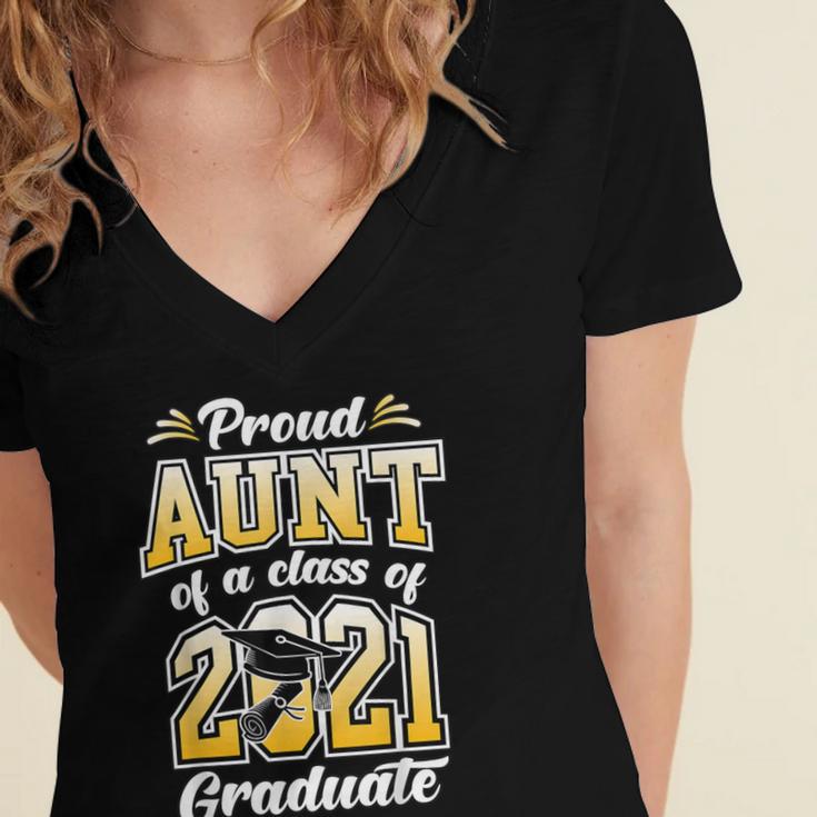 2021 Graduation Shirts For Family 2021 Graduation For Aunt Women's Jersey Short Sleeve Deep V-Neck Tshirt