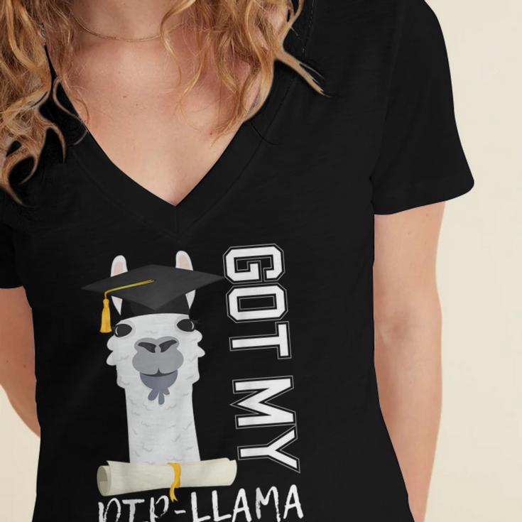 2022 Graduate Graduation For Him Her Got My Dip-Llama Women's Jersey Short Sleeve Deep V-Neck Tshirt