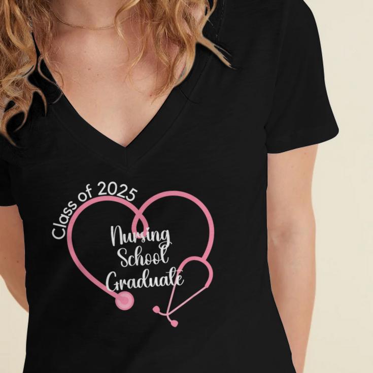 2025 Nursing School Graduate Nurse Graduation Women's Jersey Short Sleeve Deep V-Neck Tshirt