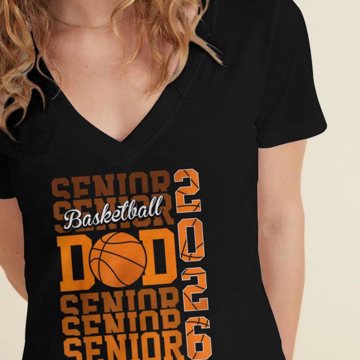 2026 Basketball Senior Dad Graduation Matching Family Women's Jersey Short Sleeve Deep V-Neck Tshirt