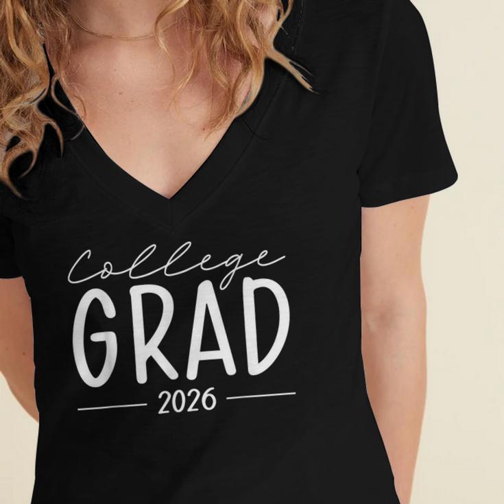 2026 College Graduate Graduation Grad Students Seniors Women's Jersey Short Sleeve Deep V-Neck Tshirt