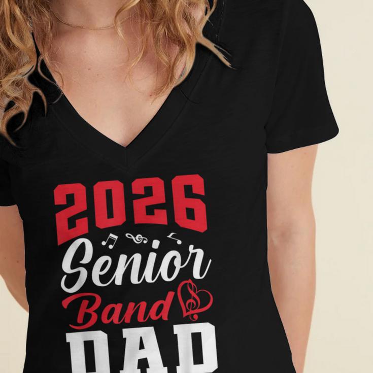 2026 Senior Band Dad Class Of 2026 Band Parent Graduation Women's Jersey Short Sleeve Deep V-Neck Tshirt