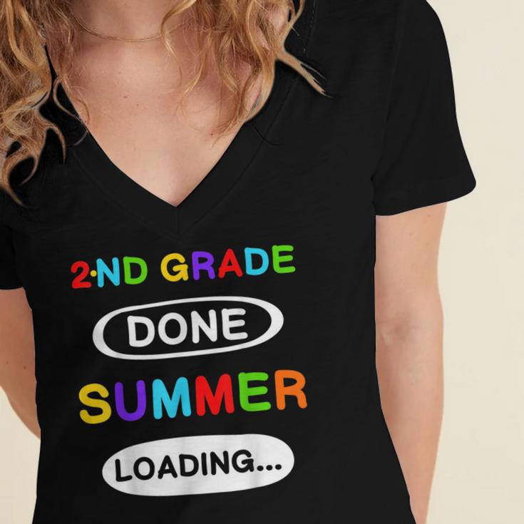 2nd Grade Graduation Shirt 2nd Grade Done Summer Loading Women's Jersey Short Sleeve Deep V-Neck Tshirt