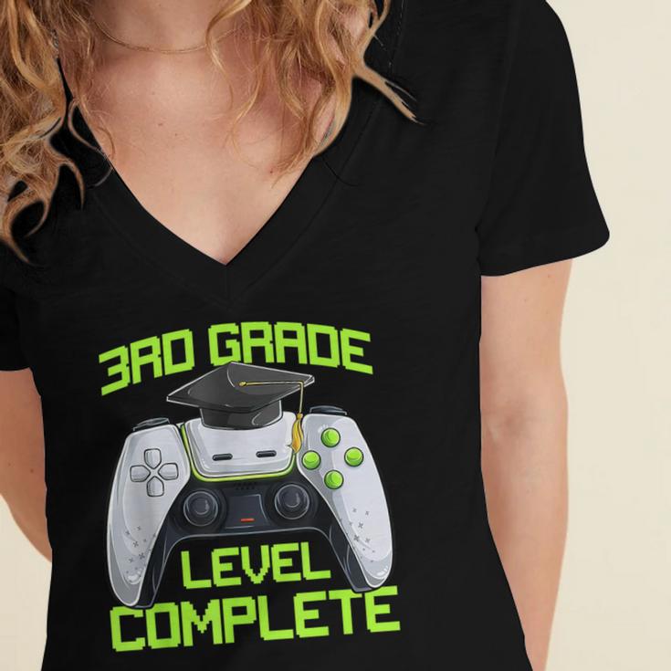 3rd Grade Level Complete Gamer Class Of 2026 Graduation Women's Jersey Short Sleeve Deep V-Neck Tshirt