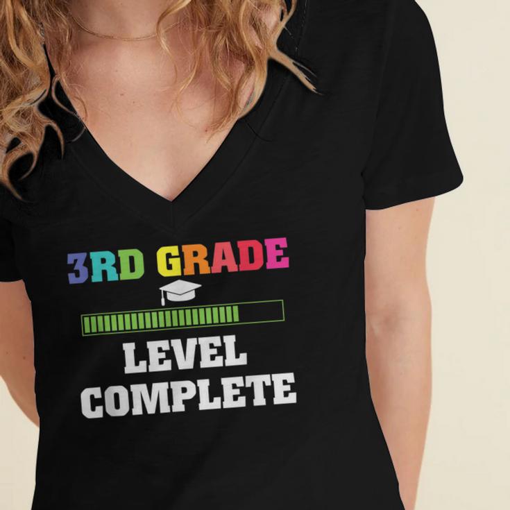 3rd Grade Level Complete Third Grade Graduation Women's Jersey Short Sleeve Deep V-Neck Tshirt