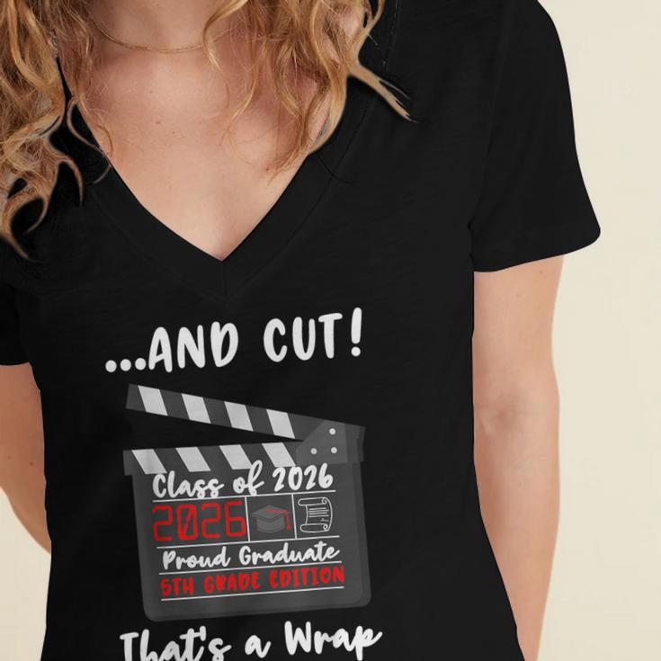 5th Grade 2026 Last Day End Of School Graduation Women's Jersey Short Sleeve Deep V-Neck Tshirt