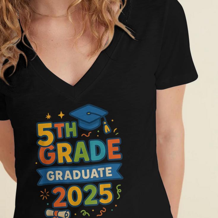 5th Grade Graduation 2025 Graphic – Class Of 2025 Theme Women's Jersey Short Sleeve Deep V-Neck Tshirt