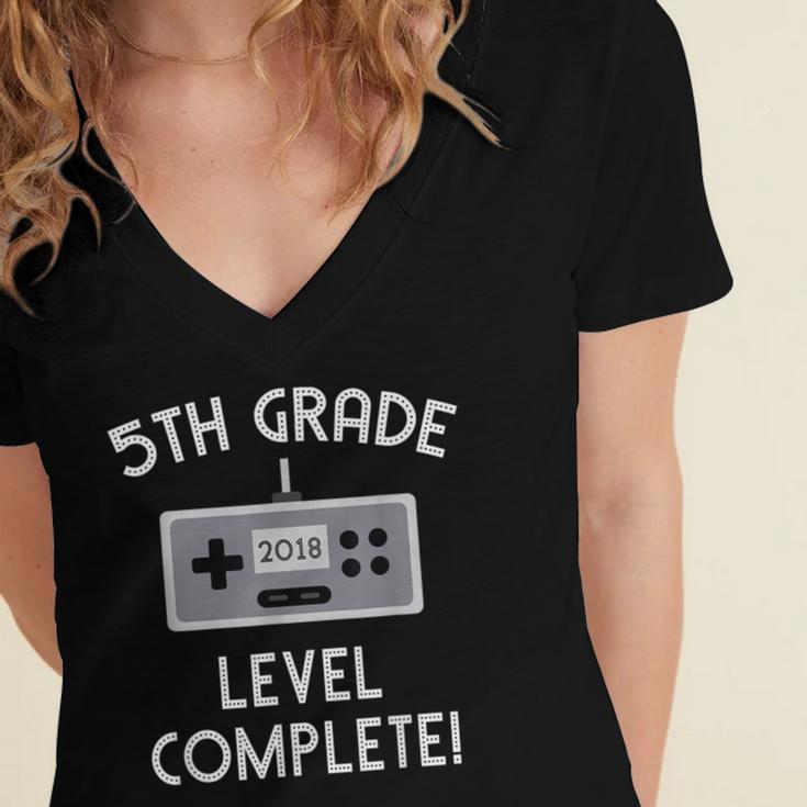 5th Grade Graduation Shirt Level Complete Video Gamer Women's Jersey Short Sleeve Deep V-Neck Tshirt