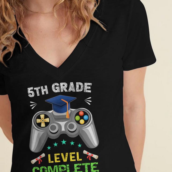 5th Grade Level Complete Gaming Graduation Class 2023 Gamer Women's Jersey Short Sleeve Deep V-Neck Tshirt