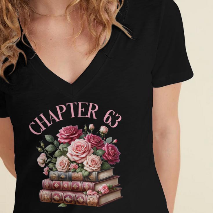 63rd Birthday Chapter 63 Birthday Shirt Women Book Lover Women's Jersey Short Sleeve Deep V-Neck Tshirt 63rd Birthday Chapter 63 Birthday Shirt Women Book Lover Women's Jersey Short Sleeve Deep V-Neck Tshirt