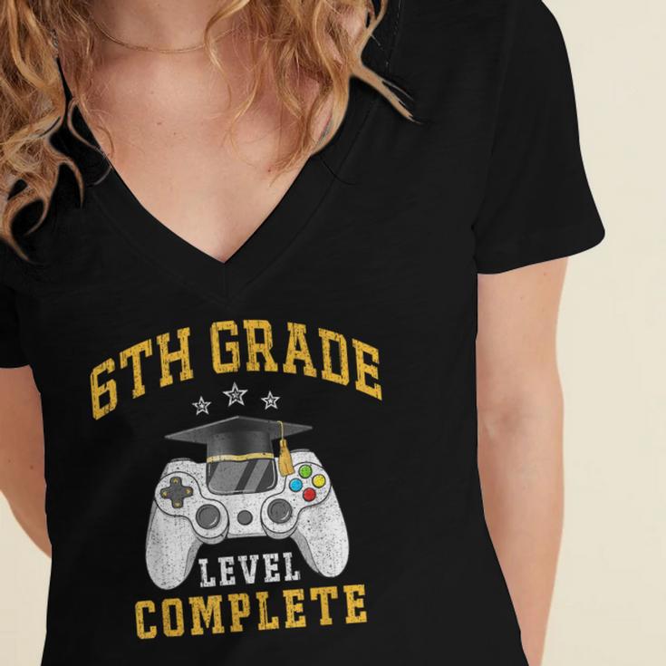 6th Grade Graduation Senior Video Gamer Graduated Women's Jersey Short Sleeve Deep V-Neck Tshirt