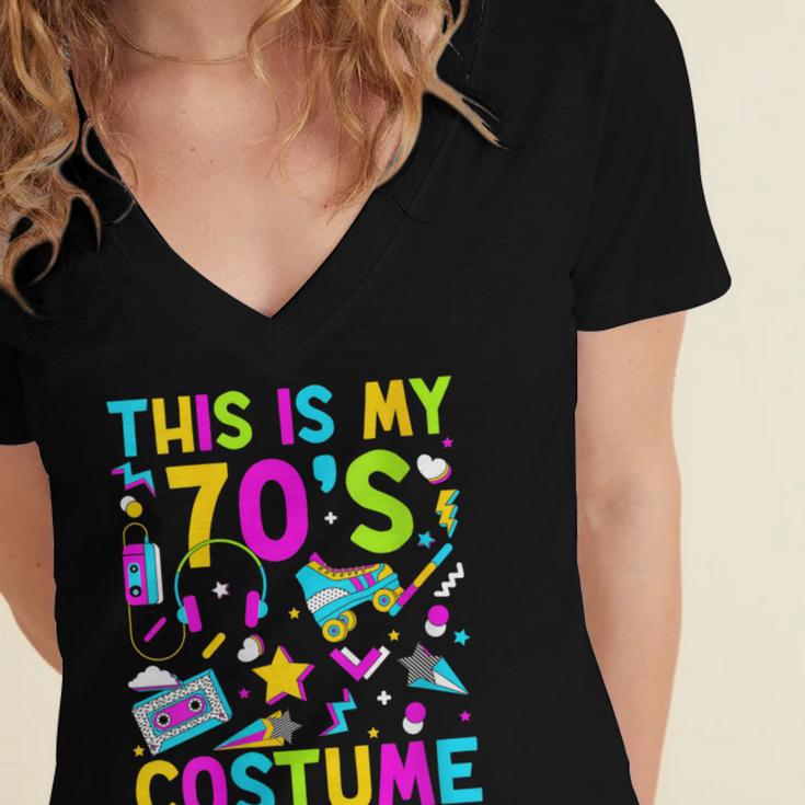 This Is My 70's Costume Nostalgia Mixtape Era 1970s Party Women's Jersey Short Sleeve Deep V-Neck Tshirt
