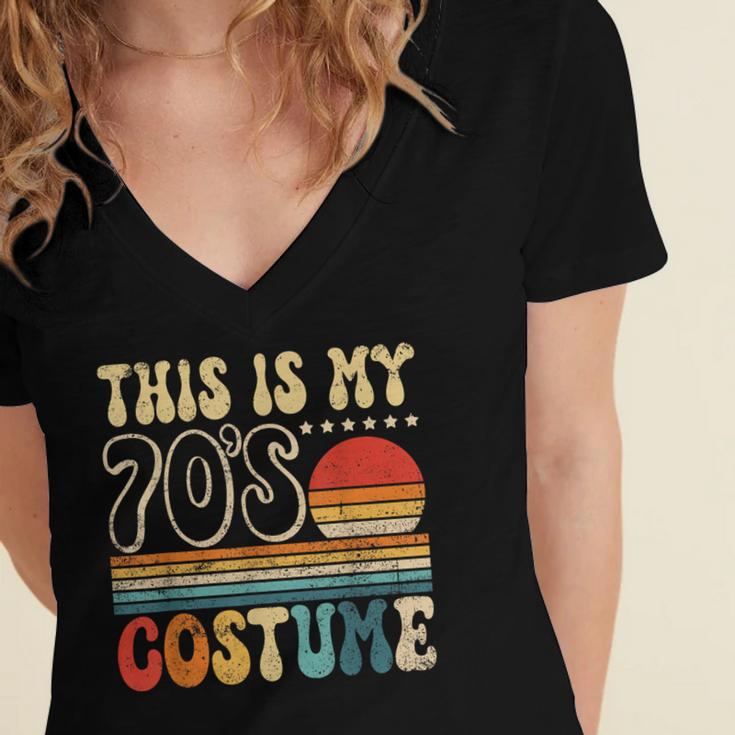 This Is My 70s Costume Vintage Nostalgia Mixtape 1970s Party Women's Jersey Short Sleeve Deep V-Neck Tshirt