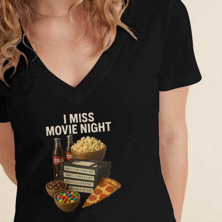 80's & 90's Nostalgia T- Shirt I Miss Movie Night Women's Jersey Short Sleeve Deep V-Neck Tshirt 80's & 90's Nostalgia T- Shirt I Miss Movie Night Women's Jersey Short Sleeve Deep V-Neck Tshirt