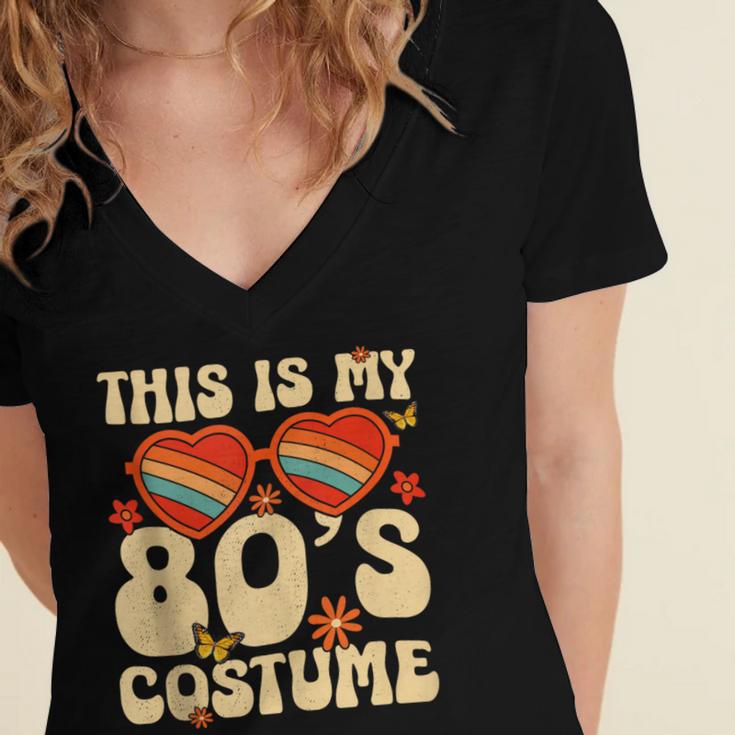 This Is My 80s Costume Vibes Nostalgia 1980s Vintage Fashion Women's Jersey Short Sleeve Deep V-Neck Tshirt