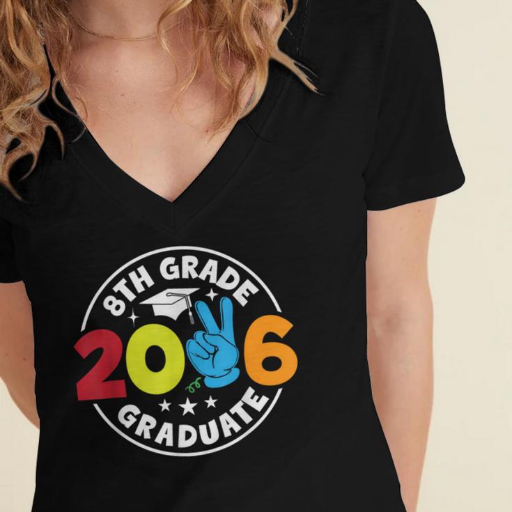 8th Grade 2026 Graduate School Senior Year Graduation Day Women's Jersey Short Sleeve Deep V-Neck Tshirt