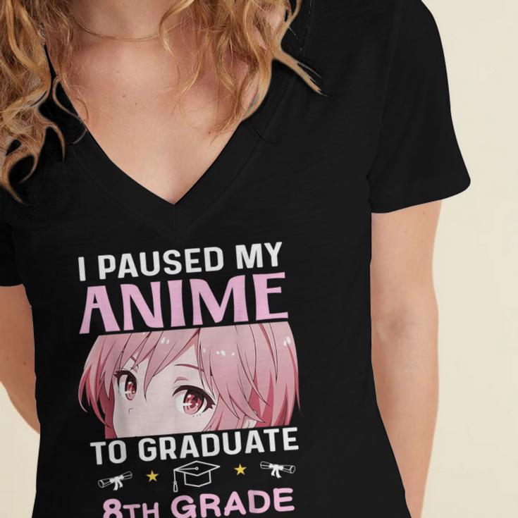 8th Grade Graduation Anime 2024 Graduate Middle School Girls Women's Jersey Short Sleeve Deep V-Neck Tshirt