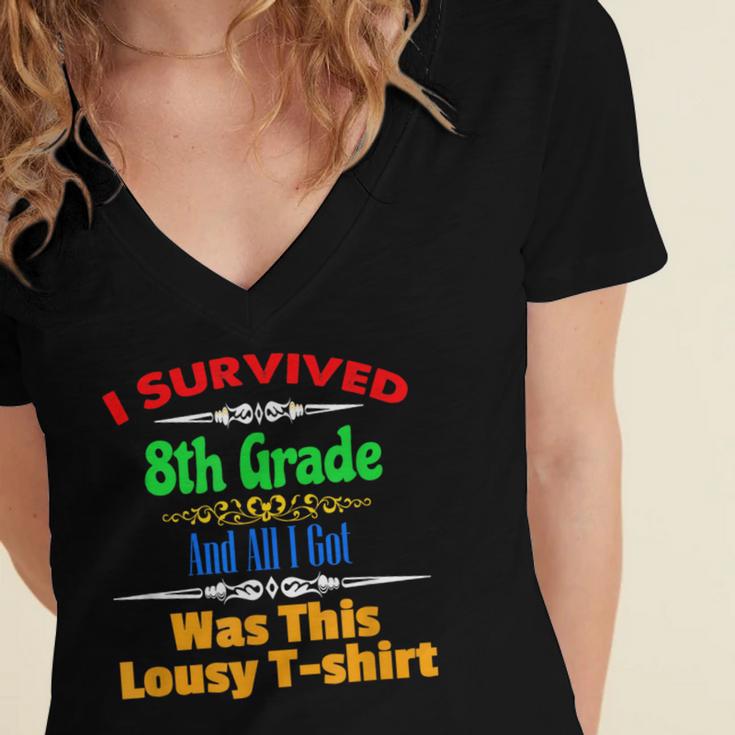 8th Grade Graduation Boys Girls Grad Education Women's Jersey Short Sleeve Deep V-Neck Tshirt