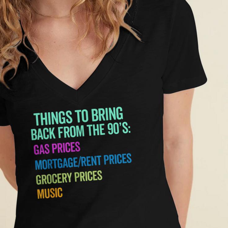 90's Lover Nineties 1990's Born Nostalgia Politics Women's Jersey Short Sleeve Deep V-Neck Tshirt