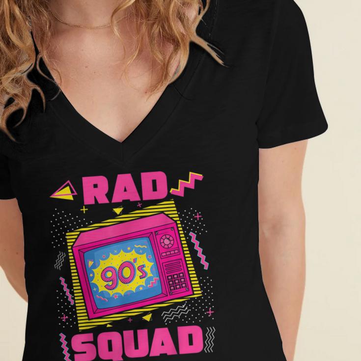 90s Rad Squad Retro Television 90s Aesthetic Nostalgia Women's Jersey Short Sleeve Deep V-Neck Tshirt