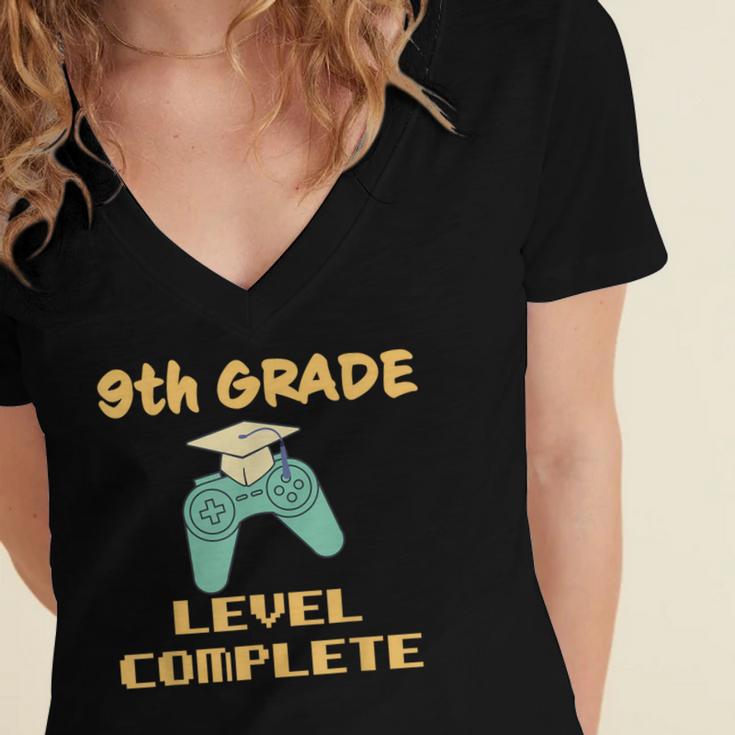 9th Grade Graduate Boys Girls Gamer Ninth Grade Graduation Women's Jersey Short Sleeve Deep V-Neck Tshirt