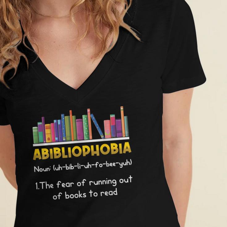 Abibliophobia Fear Of Running Out Of Books Read Book Women's Jersey Short Sleeve Deep V-Neck Tshirt