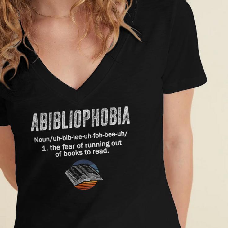 Abibliophobia Pupil Reading Bookworm Tees Reader Women's Jersey Short Sleeve Deep V-Neck Tshirt