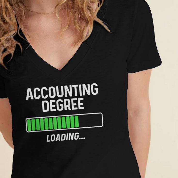 Accounting Degree Loading Shirt Graduation Student Women's Jersey Short Sleeve Deep V-Neck Tshirt