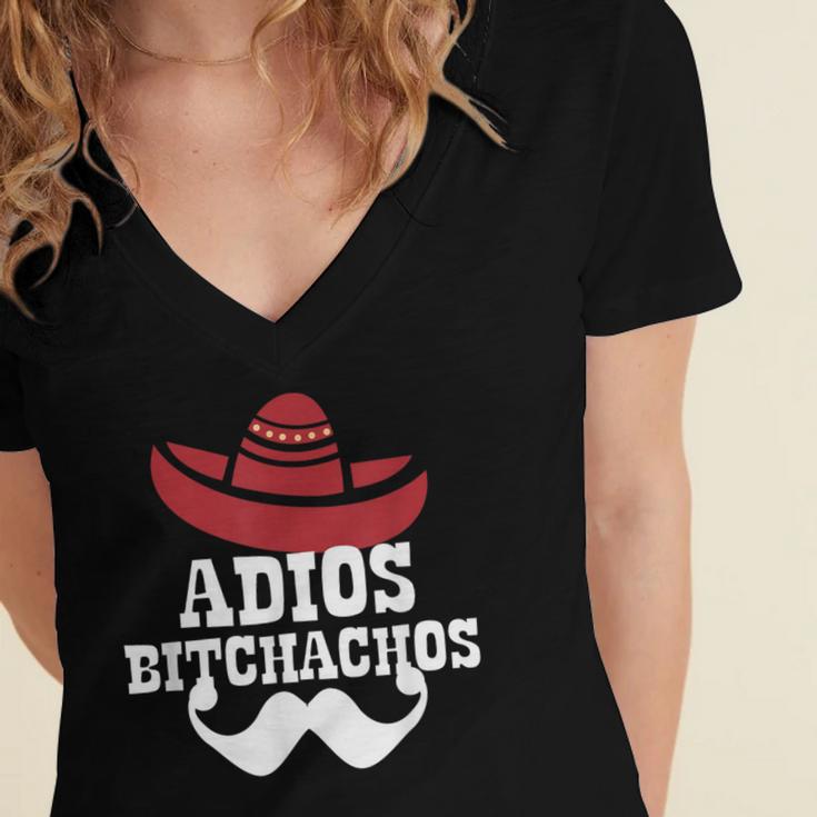 Adios Bitchachos For Graduation Or Cinco De Mayo T-Shirt Women's Jersey Short Sleeve Deep V-Neck Tshirt