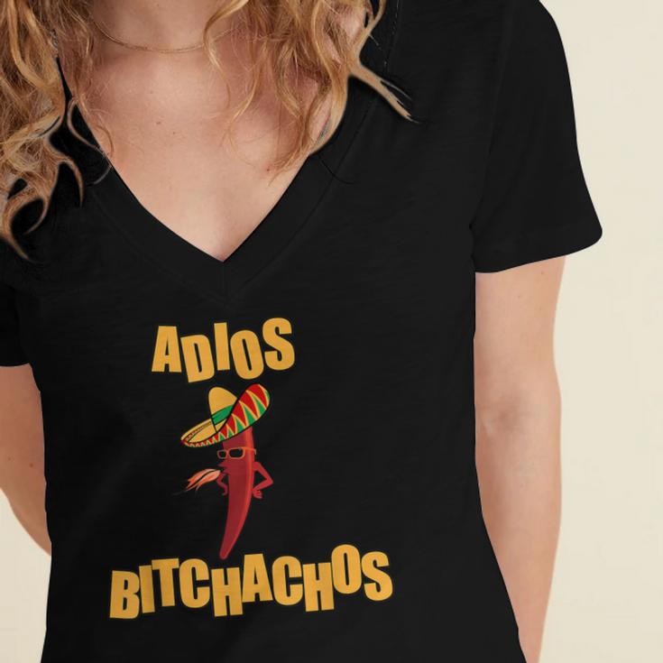 Adios Bitchachos Tee Cinco De Mayo Graduation Retirement Women's Jersey Short Sleeve Deep V-Neck Tshirt