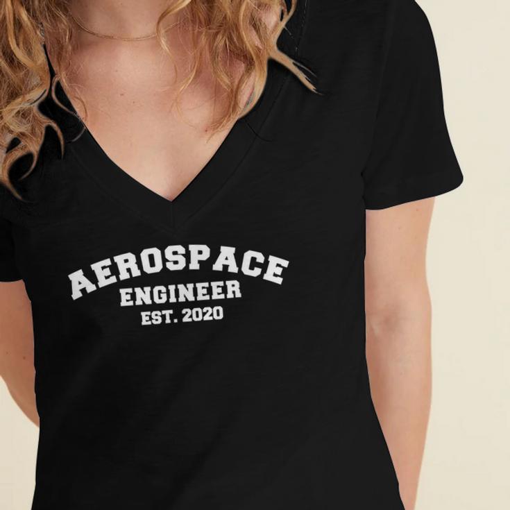 Aerospace Engineer EST 2020 College Student Graduation Women's Jersey Short Sleeve Deep V-Neck Tshirt