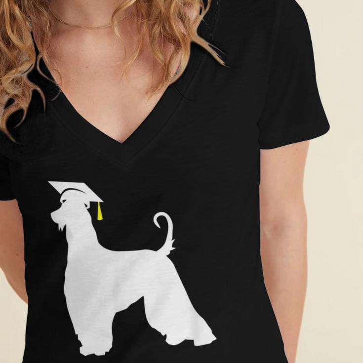 Afghan Hound Graduation Dog Graduate Men Women Kids Women's Jersey Short Sleeve Deep V-Neck Tshirt