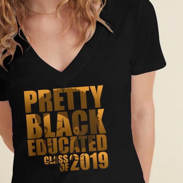 African American Girl Graduation Shirt Senior 2019 Women's Jersey Short Sleeve Deep V-Neck Tshirt