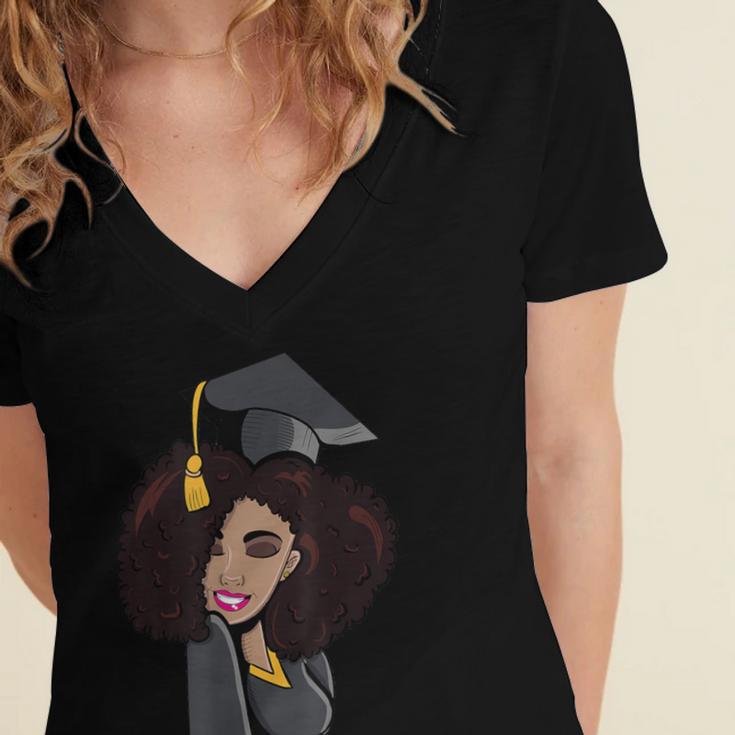 African Woman Educated Graduation 2019 Proud Women's Jersey Short Sleeve Deep V-Neck Tshirt