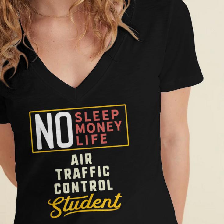Air Traffic Control Major Student Shirt Graduation Women's Jersey Short Sleeve Deep V-Neck Tshirt