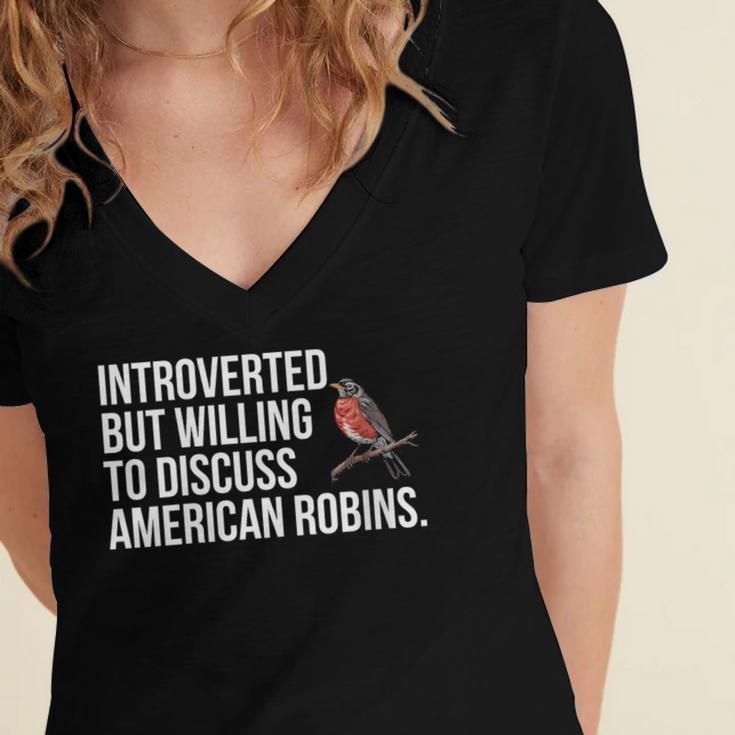 American Robin Bird Watching Lover Introvert Quote Women's Jersey Short Sleeve Deep V-Neck Tshirt American Robin Bird Watching Lover Introvert Quote Women's Jersey Short Sleeve Deep V-Neck Tshirt