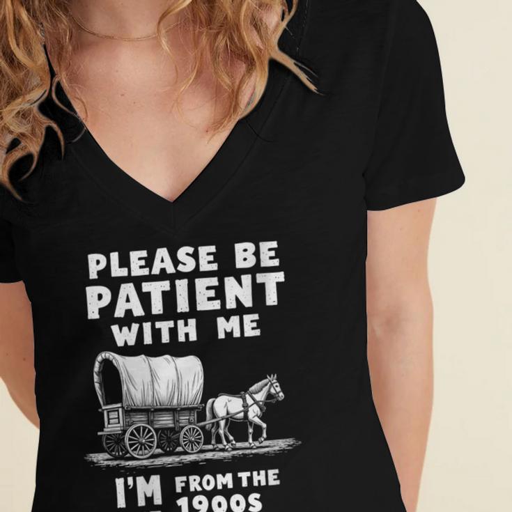 Amusing Wagon Pace Please Be Patient I'm From The 1900s Women's Jersey Short Sleeve Deep V-Neck Tshirt