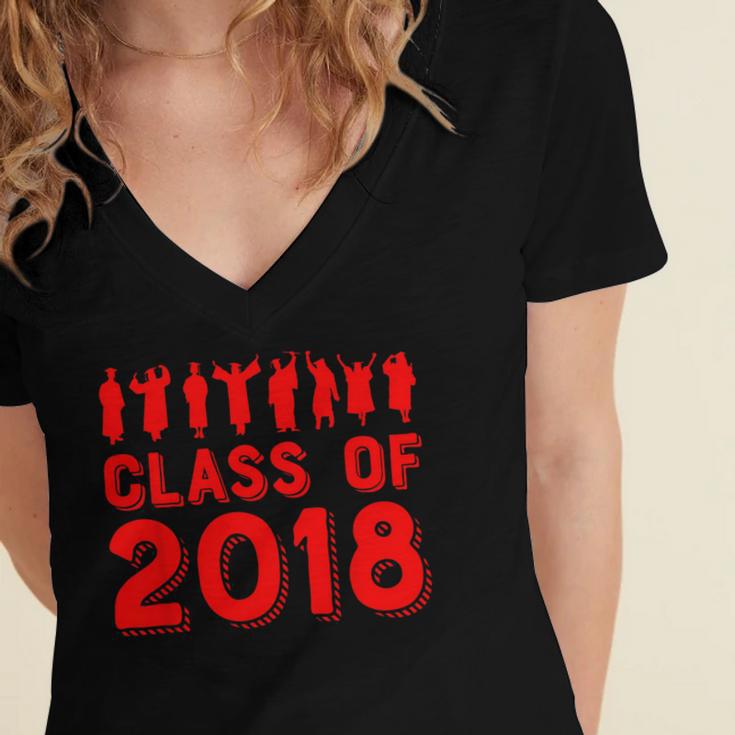& Red Class Of 2018 Senior GraduationShirt Women's Jersey Short Sleeve Deep V-Neck Tshirt