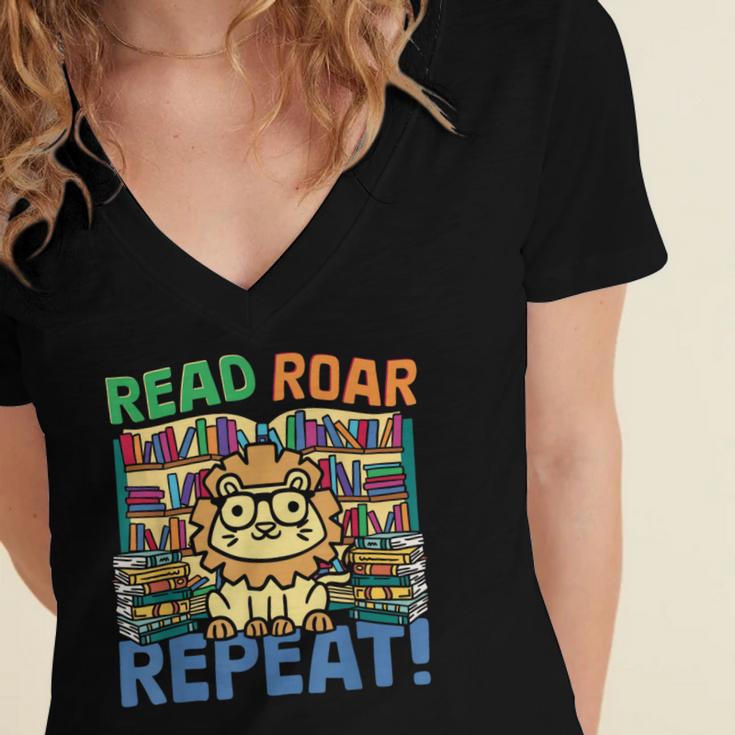 Animals Read Reading Book Library First Day Of School Kids Women's Jersey Short Sleeve Deep V-Neck Tshirt Animals Read Reading Book Library First Day Of School Kids Women's Jersey Short Sleeve Deep V-Neck Tshirt