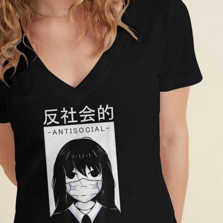 Anime Antisocial Introvert I Hate People Anti Social EMD Women's Jersey Short Sleeve Deep V-Neck Tshirt Anime Antisocial Introvert I Hate People Anti Social EMD Women's Jersey Short Sleeve Deep V-Neck Tshirt