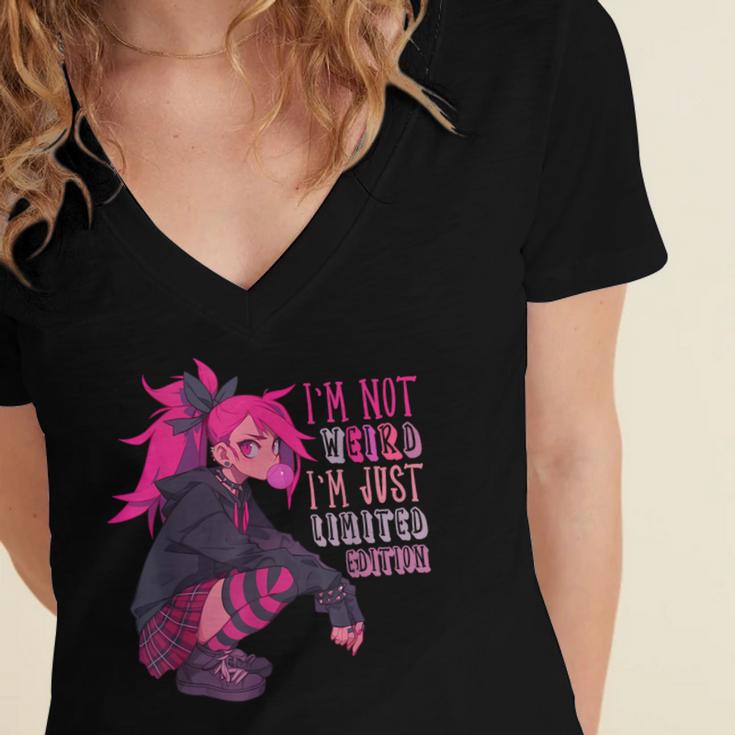 Anime Girl I'm Not Weird Just Limited Edition Introvert Goth Women's Jersey Short Sleeve Deep V-Neck Tshirt