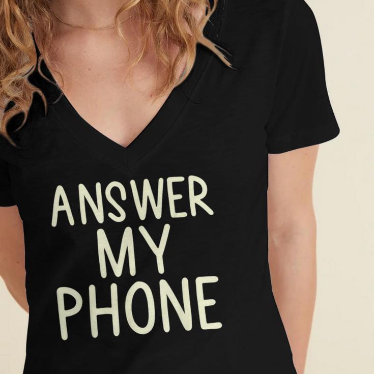 Answer My Phone I Introvert Women's Jersey Short Sleeve Deep V-Neck Tshirt Answer My Phone I Introvert Women's Jersey Short Sleeve Deep V-Neck Tshirt
