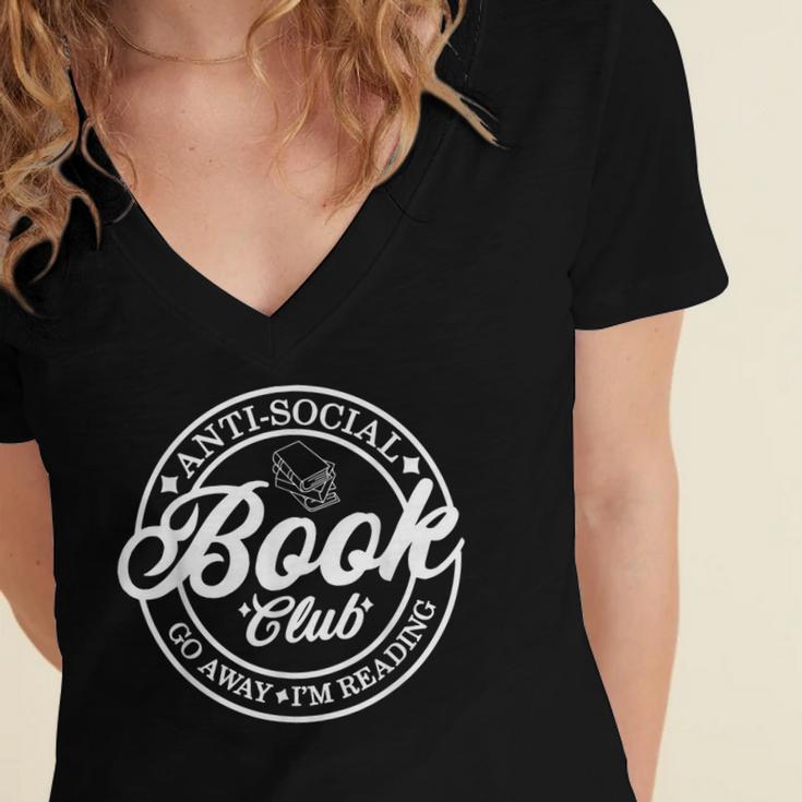 Anti Social Book Club Go Away I'm Reading Bookworm Women's Jersey Short Sleeve Deep V-Neck Tshirt Anti Social Book Club Go Away I'm Reading Bookworm Women's Jersey Short Sleeve Deep V-Neck Tshirt