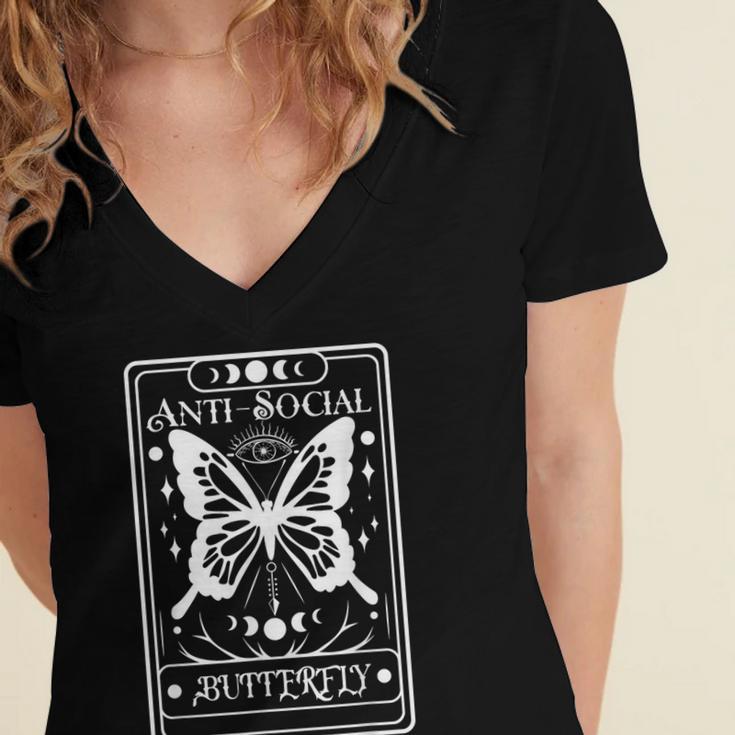 Anti-Social Butterfly Introvert Dislike People Women's Jersey Short Sleeve Deep V-Neck Tshirt Anti-Social Butterfly Introvert Dislike People Women's Jersey Short Sleeve Deep V-Neck Tshirt
