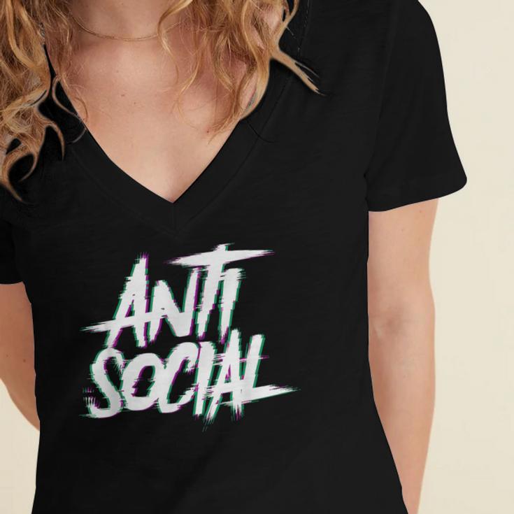 Anti Social Anti Social Club Introvert People Hate Women's Jersey Short Sleeve Deep V-Neck Tshirt
