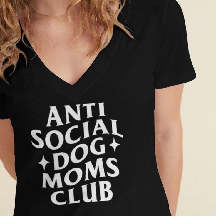 Anti Social Dog Moms Club Introvert Dog Mom Dog Lover Women's Jersey Short Sleeve Deep V-Neck Tshirt Anti Social Dog Moms Club Introvert Dog Mom Dog Lover Women's Jersey Short Sleeve Deep V-Neck Tshirt