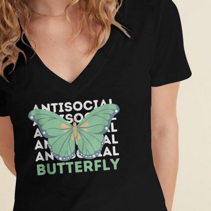 Anti-Social Introvert Butterfly Women's Jersey Short Sleeve Deep V-Neck Tshirt Anti-Social Introvert Butterfly Women's Jersey Short Sleeve Deep V-Neck Tshirt