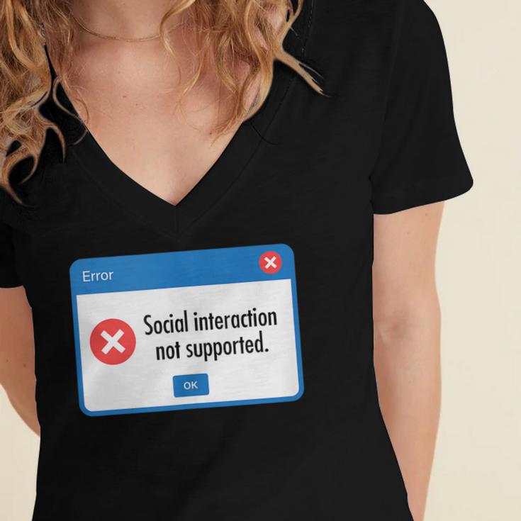 Anti Social Introvert Social Interaction Not Supported Women's Jersey Short Sleeve Deep V-Neck Tshirt Anti Social Introvert Social Interaction Not Supported Women's Jersey Short Sleeve Deep V-Neck Tshirt