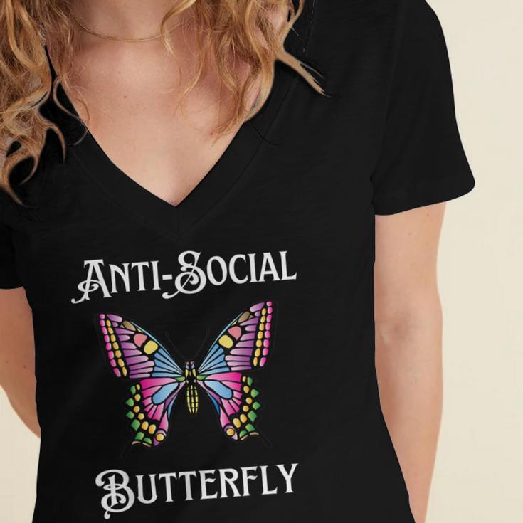 Antisocial Butterfly Aesthetic Introvert For Women Men Women's Jersey Short Sleeve Deep V-Neck Tshirt Antisocial Butterfly Aesthetic Introvert For Women Men Women's Jersey Short Sleeve Deep V-Neck Tshirt